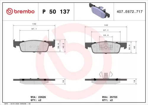 ABS Brake Pad Set, disc brake (P 50 137)