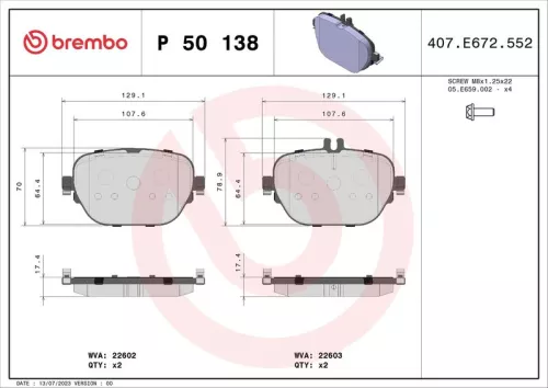ABS Brake Pad Set, disc brake (P 50 138)