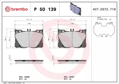 ABS Brake Pad Set, disc brake (P 50 139)