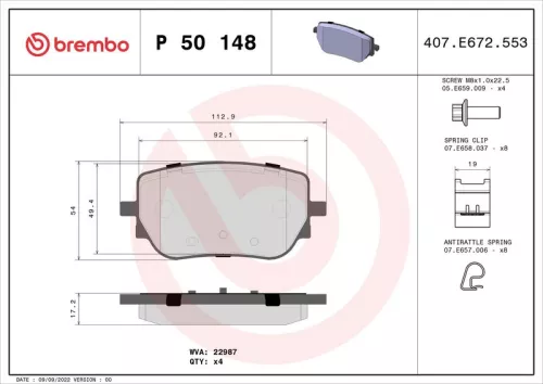 ABS Brake Pad Set, disc brake (P 50 148)