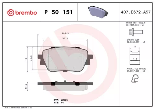 ABS Brake Pad Set, disc brake (P 50 151)