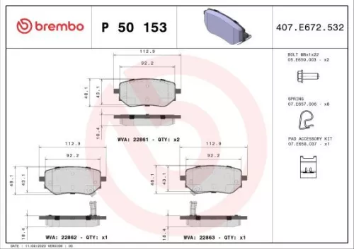 ABS Brake Pad Set, disc brake (P 50 153)