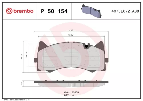 ABS Brake Pad Set, disc brake (P 50 154)