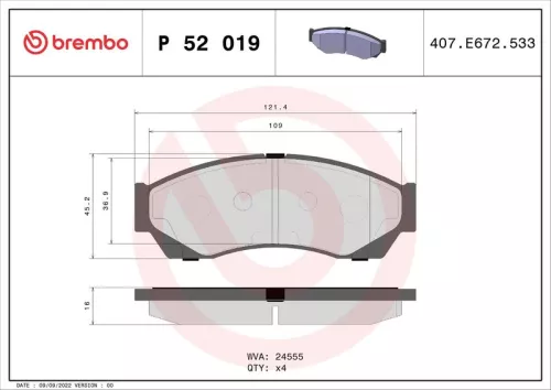ABS Brake Pad Set, disc brake (P 52 019)
