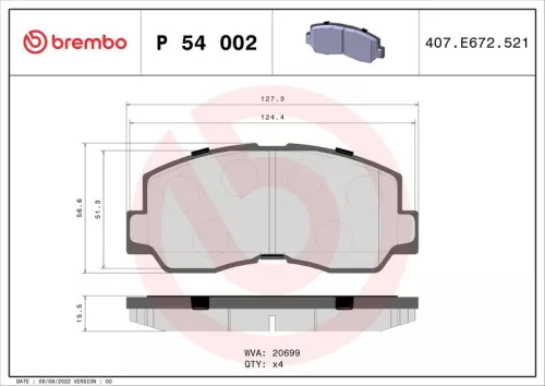 ABS Brake Pad Set, disc brake (P 54 002)