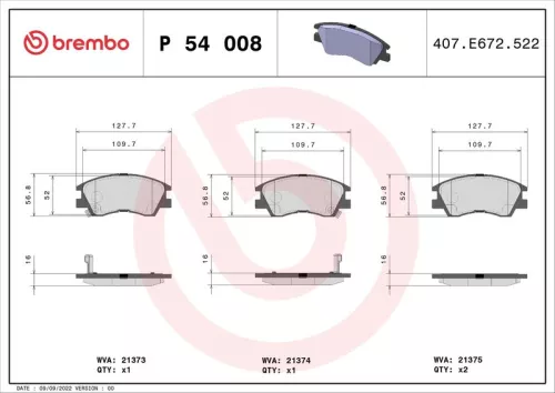 ABS Brake Pad Set, disc brake (P 54 008)