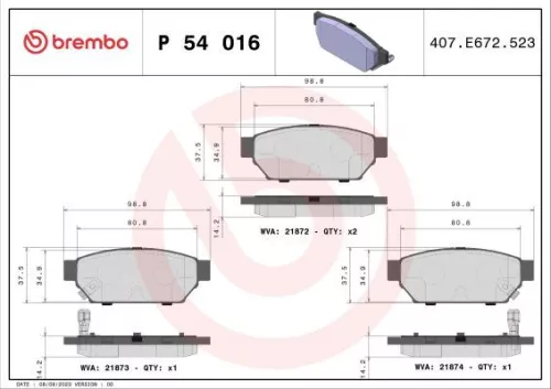 ABS Brake Pad Set, disc brake (P 54 016)