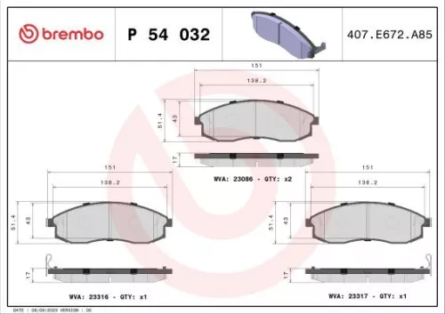 ABS Brake Pad Set, disc brake (P 54 032)