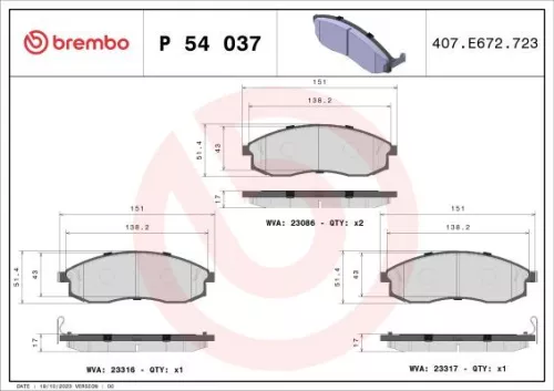 ABS Brake Pad Set, disc brake (P 54 037)