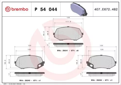 ABS Brake Pad Set, disc brake (P 54 044)