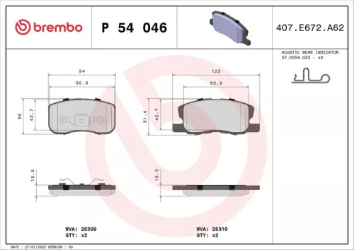 ABS Brake Pad Set, disc brake (P 54 046)