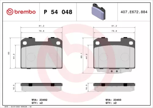 ABS Brake Pad Set, disc brake (P 54 048)