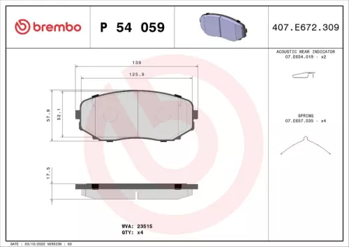 ABS Brake Pad Set, disc brake (P 54 059)