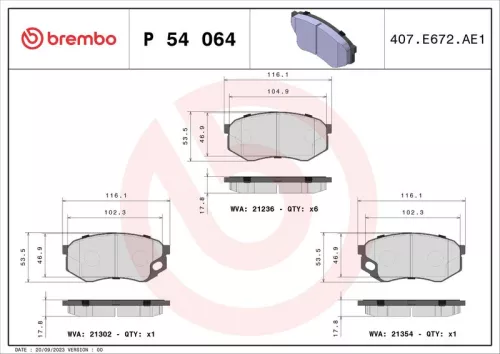 ABS Brake Pad Set, disc brake (P 54 064)