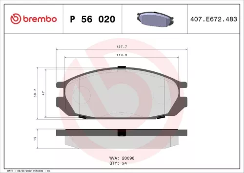 ABS Brake Pad Set, disc brake (P 56 020)
