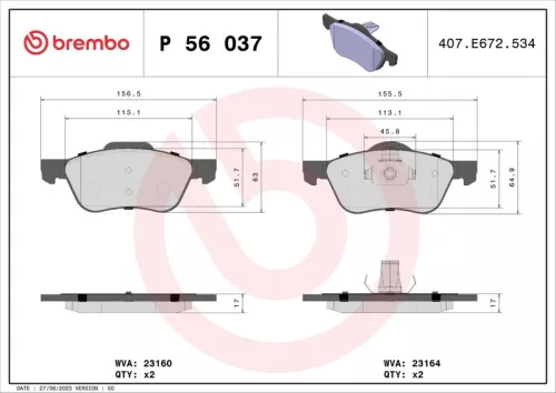 ABS Brake Pad Set, disc brake (P 56 037)