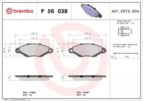 ABS Brake Pad Set, disc brake (P 56 038)