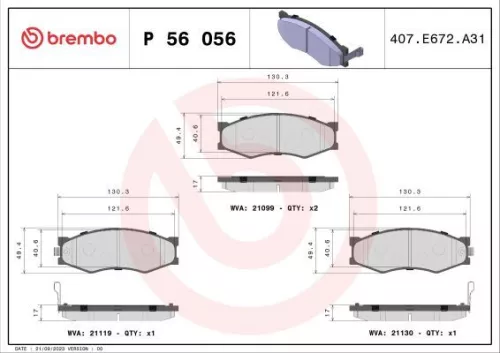 ABS Brake Pad Set, disc brake (P 56 056)