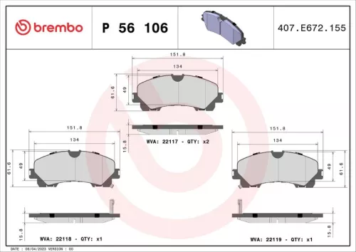 ABS Brake Pad Set, disc brake (P 56 106)