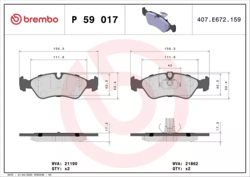ABS Brake Pad Set, disc brake (P 59 017)