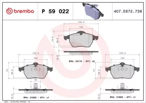 ABS Brake Pad Set, disc brake (P 59 022)