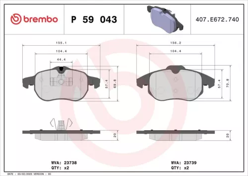 ABS Brake Pad Set, disc brake (P 59 043)