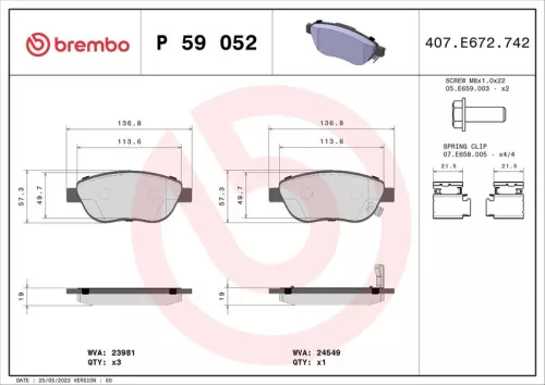 ABS Brake Pad Set, disc brake (P 59 052)