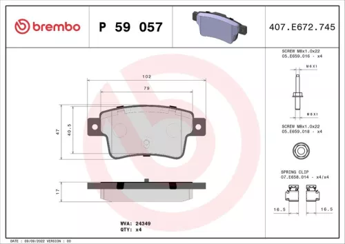 ABS Brake Pad Set, disc brake (P 59 057)