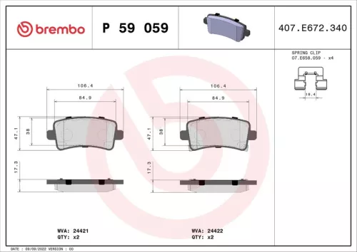 ABS Brake Pad Set, disc brake (P 59 059)
