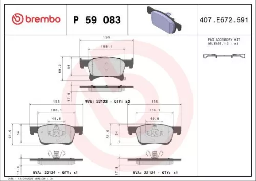 ABS Brake Pad Set, disc brake (P 59 083)