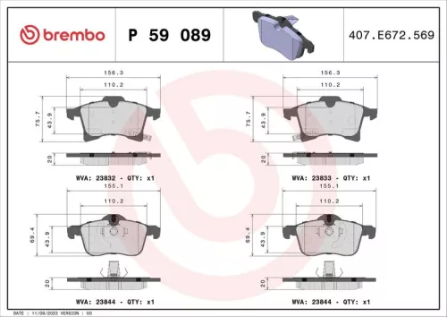 ABS Brake Pad Set, disc brake (P 59 089)