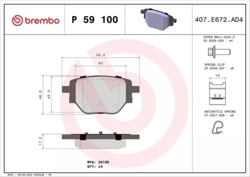 ABS Brake Pad Set, disc brake (P 59 100)