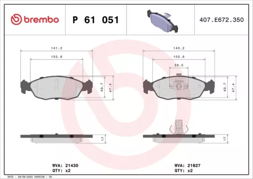 ABS Brake Pad Set, disc brake (P 61 051)