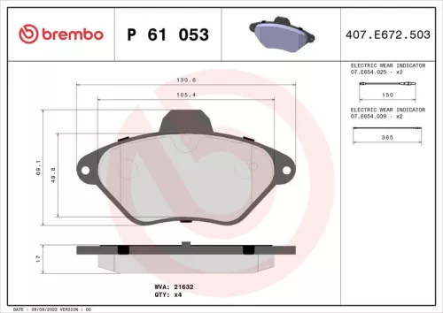 ABS Brake Pad Set, disc brake (P 61 053)