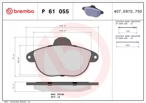 ABS Brake Pad Set, disc brake (P 61 055)