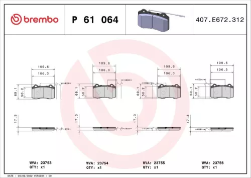 ABS Brake Pad Set, disc brake (P 61 064)