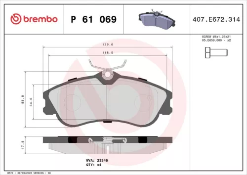 ABS Brake Pad Set, disc brake (P 61 069)