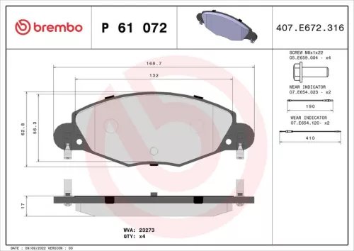 ABS Brake Pad Set, disc brake (P 61 072)