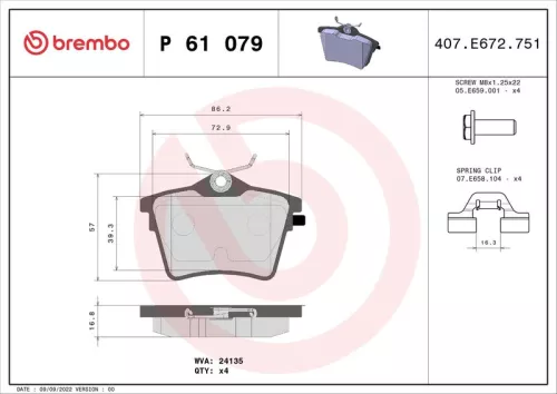 ABS Brake Pad Set, disc brake (P 61 079)