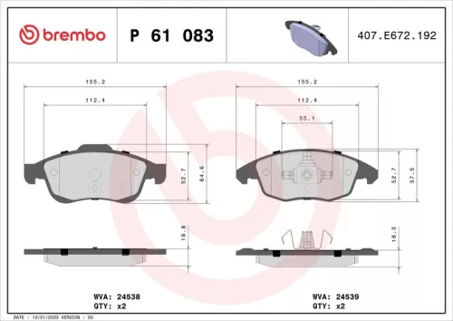 ABS Brake Pad Set, disc brake (P 61 083)