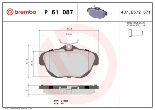 ABS Brake Pad Set, disc brake (P 61 087)