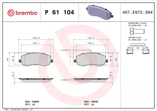 ABS Brake Pad Set, disc brake (P 61 104)