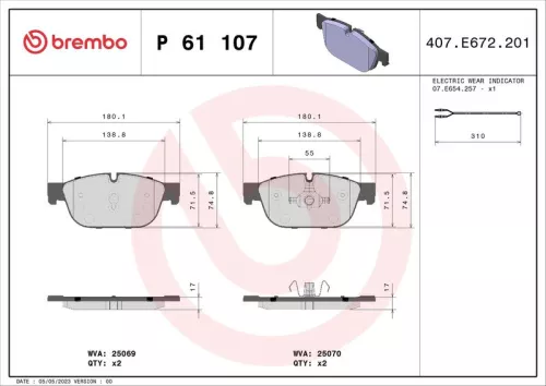 ABS Brake Pad Set, disc brake (P 61 107)