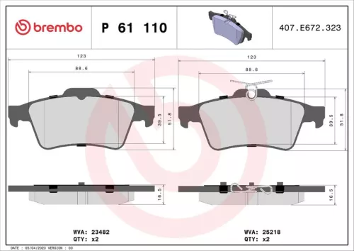 ABS Brake Pad Set, disc brake (P 61 110)