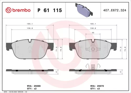 ABS Brake Pad Set, disc brake (P 61 115)