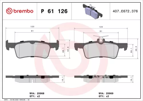 ABS Brake Pad Set, disc brake (P 61 126)