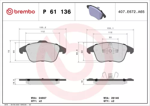 ABS Brake Pad Set, disc brake (P 61 136)