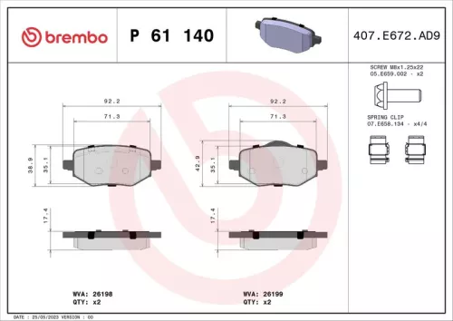ABS Brake Pad Set, disc brake (P 61 140)