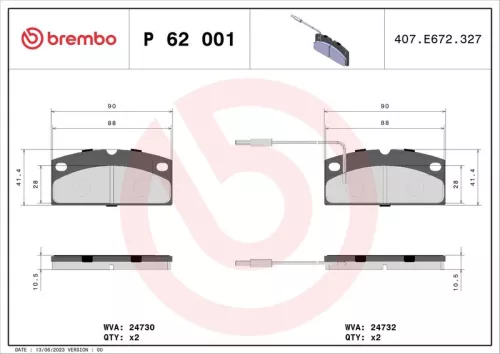 ABS Brake Pad Set, disc brake (P 62 001)