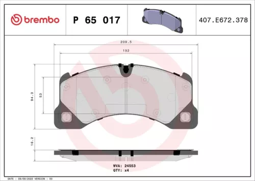 ABS Brake Pad Set, disc brake (P 65 017)
